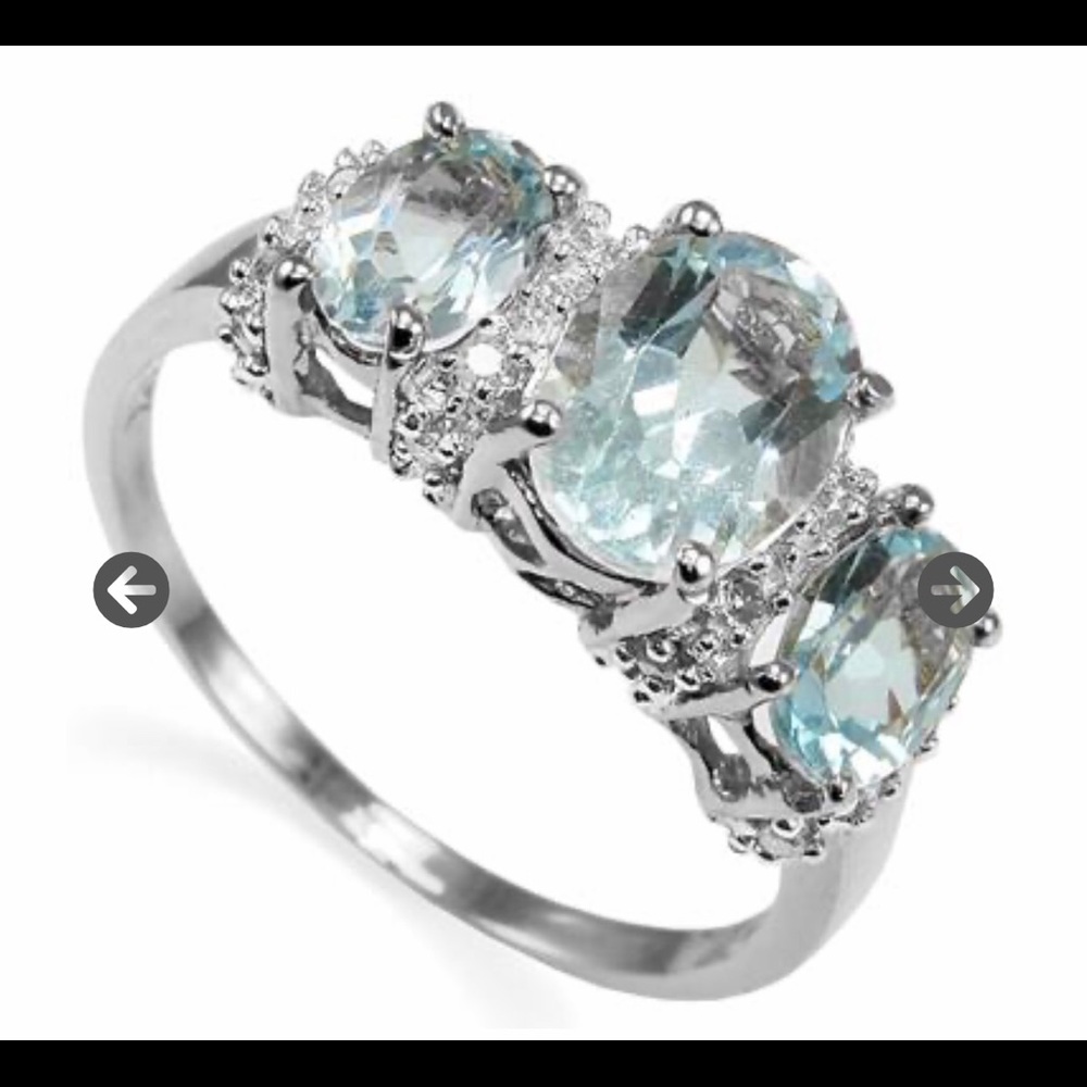 Size 7 Blue Topaz and Diamond Ring